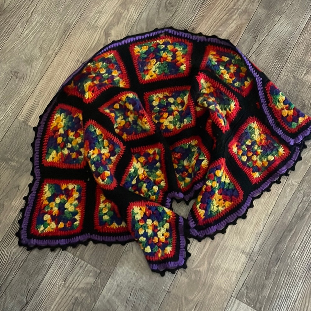 Vintage granny square shawl